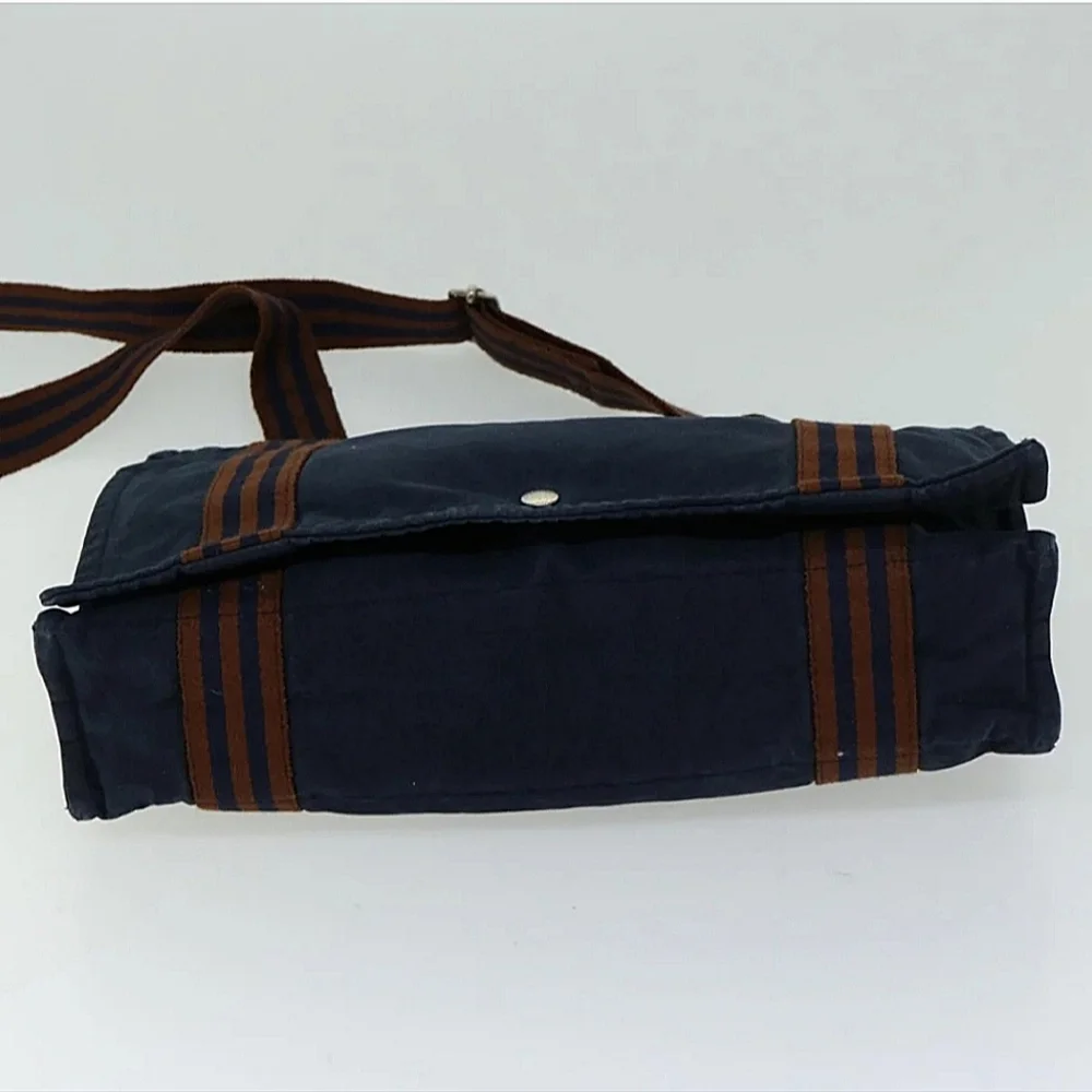 Hermes Navy Blue and Brown Fourre-Tout MM Canvas Messenger Bag